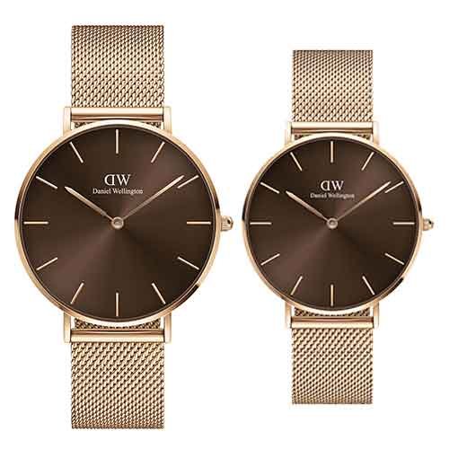 COMBO - Daniel Wellington Analog  Brown Dial Rose Gold Colored Strap