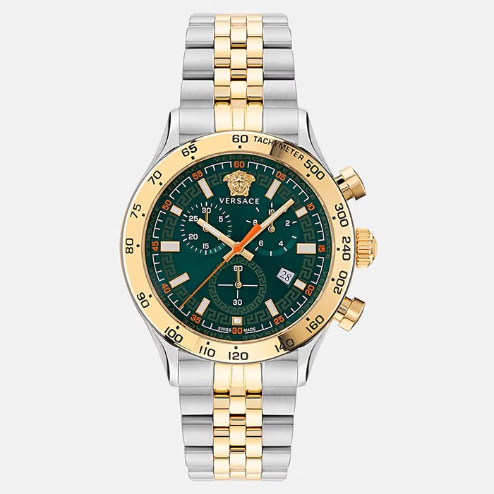 Versace Men Embellished Dial & Stainless Steel Straps Analogue Watch VE8R00524