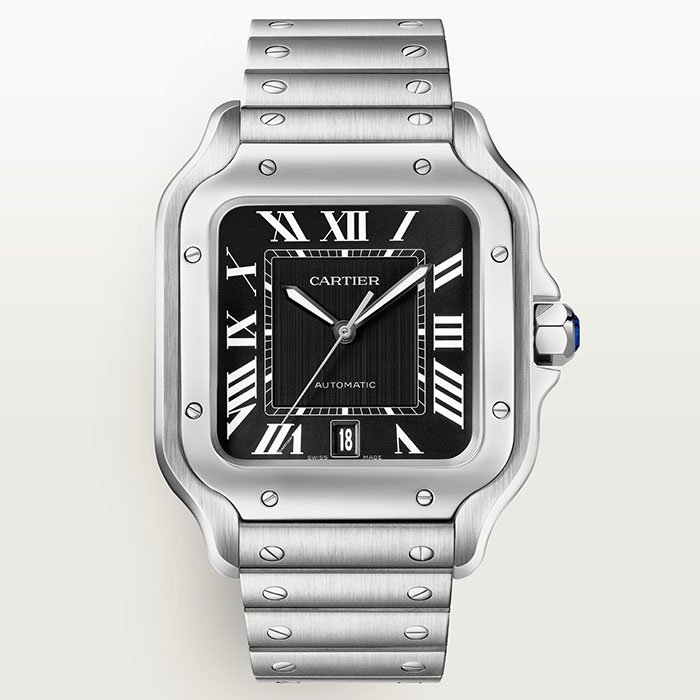 Cartier Santos de Cartier watch, Medium model Black Dial Men Watch